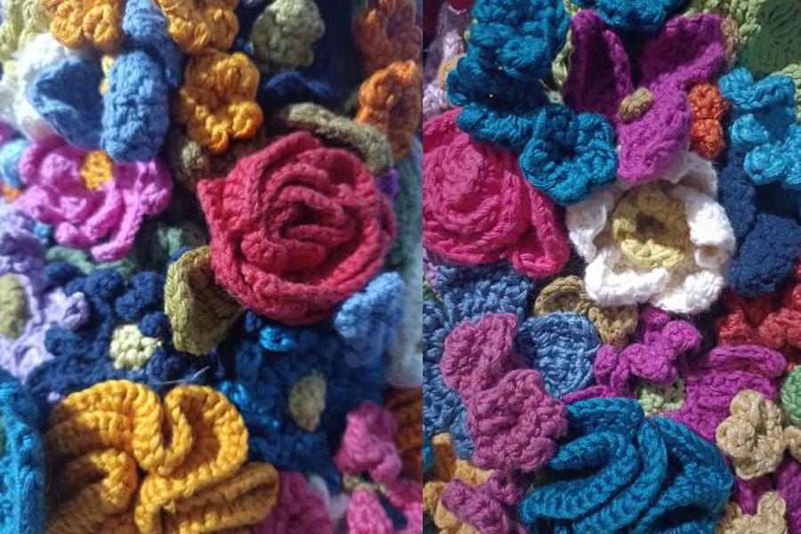 Taller de ganchillo en la feria de Artesanía